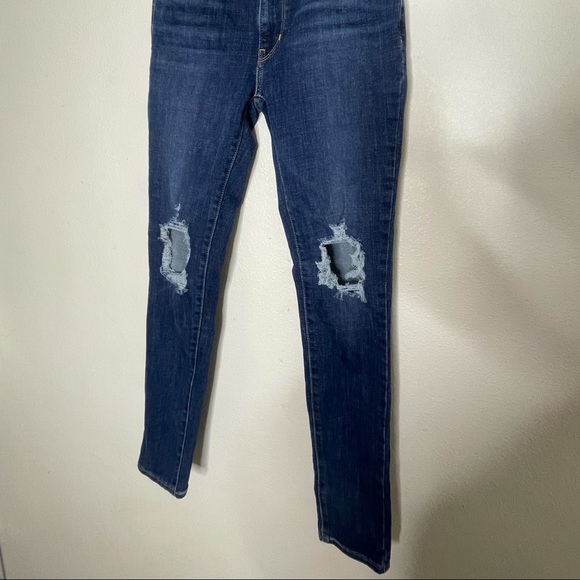 Levis 711 Skinny Ripped Distressed Stretch Blue Jeans Womens Size 26 - Picture 4 of 7